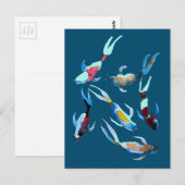 Koi Fish waterverf Briefkaart (Voorkant / Achterkant)