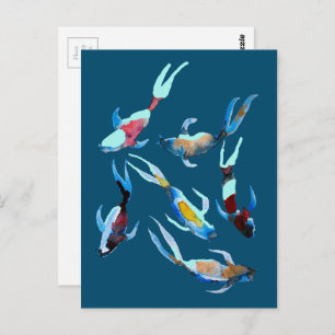 Koi Fish waterverf Briefkaart