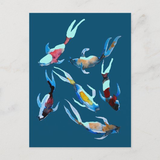 Koi Fish waterverf Briefkaart (Voorkant)