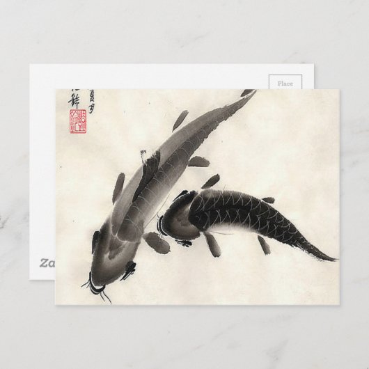 Koi Fish-Waterverf Briefkaart (Voorkant / Achterkant)