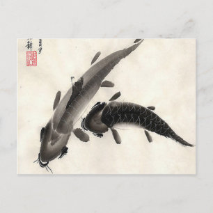 Koi Fish-Waterverf Briefkaart