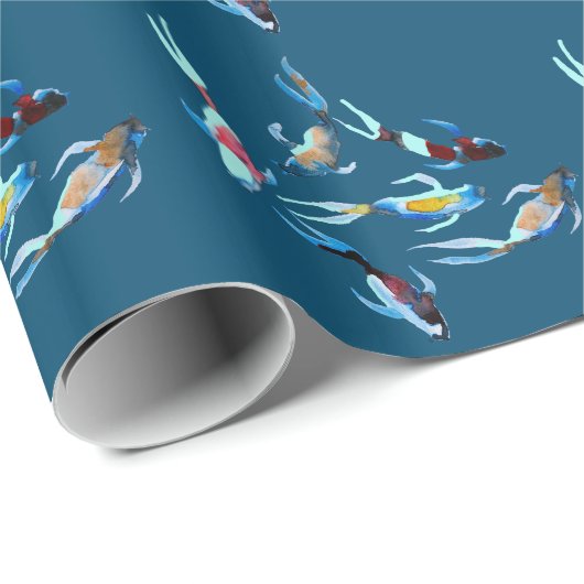 Koi Fish waterverf Cadeaupapier (Rol Hoek)