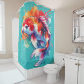 Koi Fish-Waterverf Douchegordijn (In situ)