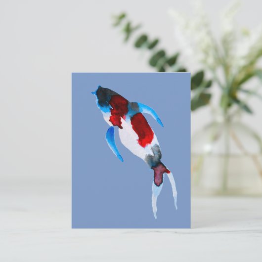 Koi fish waterverf fine art briefkaart (Staand voorkant)