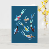 Koi Fish waterverf Kaart (Gele Bloem)