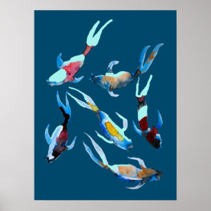 Koi Fish waterverf Poster