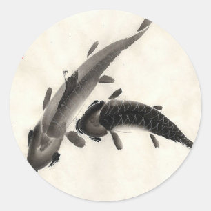 Koi Fish-Waterverf Ronde Sticker