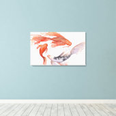 Koi Fish Waterverf schilderij Canvas Afdruk (Insitu (Houten vloer))