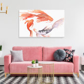 Koi Fish Waterverf schilderij Canvas Afdruk (Insitu (Woonkamer))