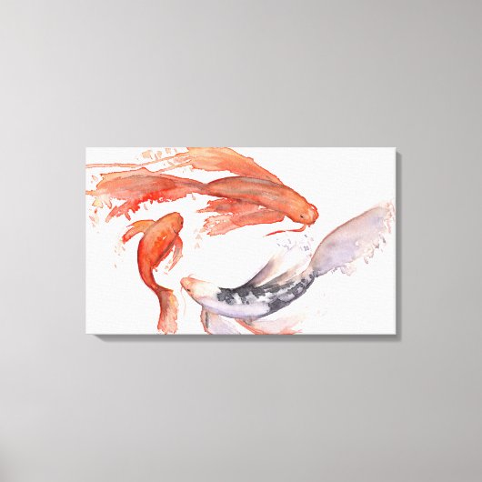 Koi Fish Waterverf schilderij Canvas Afdruk (Voorkant)