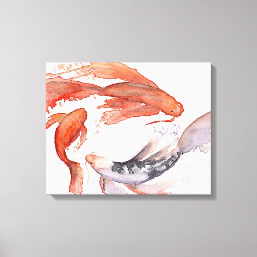 Koi Fish Waterverf schilderij Canvas Afdruk (Voorkant)
