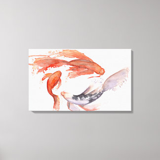 Koi Fish Waterverf schilderij Canvas Afdruk