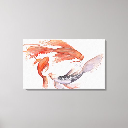 Koi Fish Waterverf schilderij Canvas Afdruk (Voorkant)