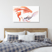 Koi Fish Waterverf schilderij Canvas Afdruk (Insitu (Slaapkamer))