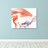 Koi Fish Waterverf schilderij Canvas Afdruk (Insitu (Houten vloer))