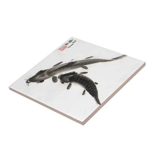 Koi Fish-Waterverf Tegeltje (Zijkant)