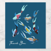 Koi Fish waterverf Wijn Etiket (Enkel label)