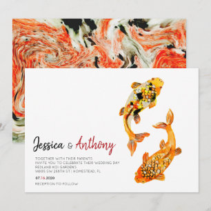 Koi Fish Wedding Invitation Kaart