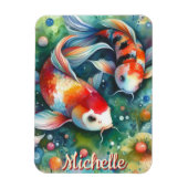 Koi Fish Whimsical Watercolor Personalized Magneet (Verticaal)