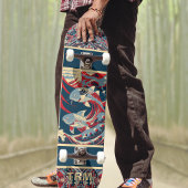 Koi Fish with Red Blue Crazy Pattern Monogram Persoonlijk Skateboard