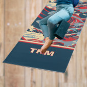Koi Fish with Red Blue Great Wave Monogram Yogamat