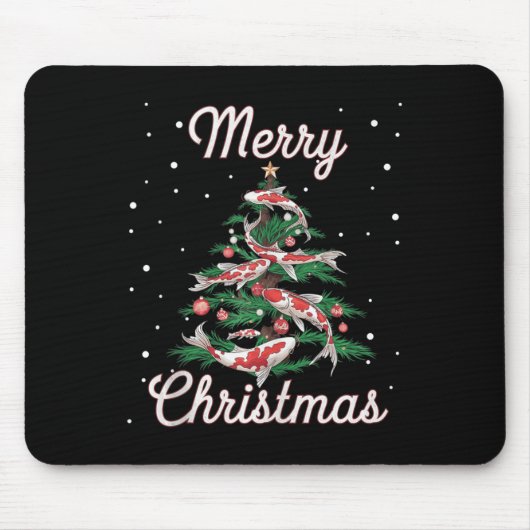 Koi Fish Xmas Tree Koi Carp Kerstboom Muismat (Voorkant)