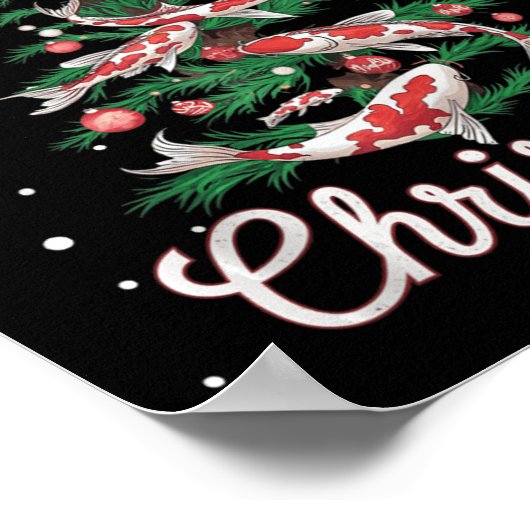 Koi Fish Xmas Tree Koi Carp Kerstboom Poster (Hoek)