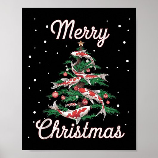 Koi Fish Xmas Tree Koi Carp Kerstboom Poster (Voorkant)