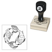 Koi Fish Yin en Yang Rubberstempel (Gestempeld)