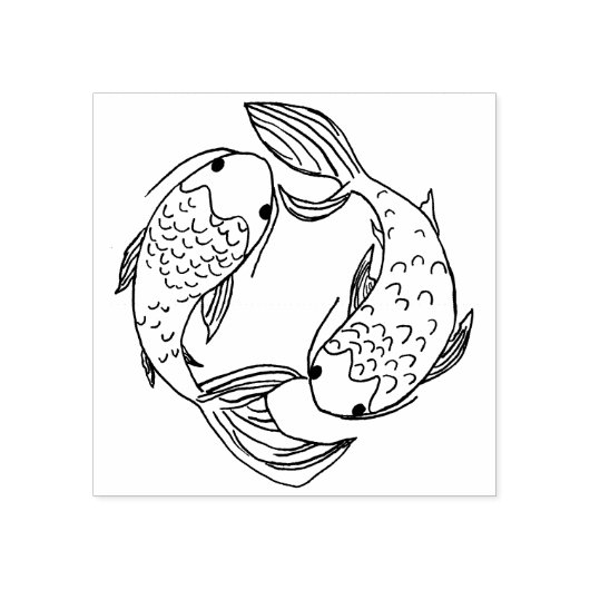 Koi Fish Yin en Yang Rubberstempel (Afrduk)