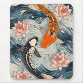 Koi Fish Yin Yang Lotus Art Muismat (Voorkant)