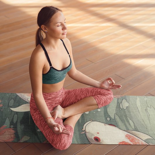 Koi Fish Yin Yang Waterlelie Gepersonaliseerde naa Yogamat