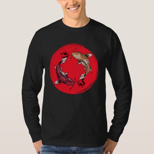 koi fish ying yang with bamboo tees Japanese Flag (Voorkant)