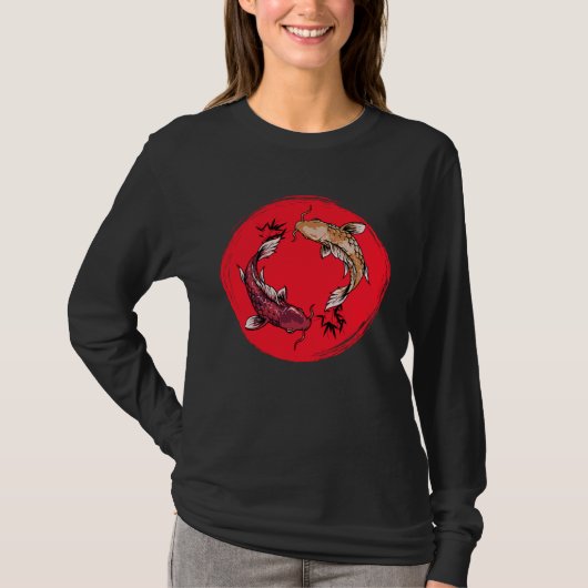 koi fish ying yang with bamboo tees Japanese Flag (Voorkant)