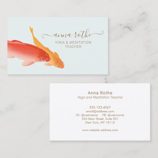 Koi Fish Yoga en Meditation Teacher Visitekaartje (Voorkant / Achterkant)