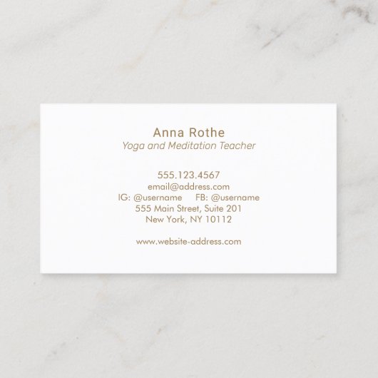 Koi Fish Yoga en Meditation Teacher Visitekaartje (Achterkant)