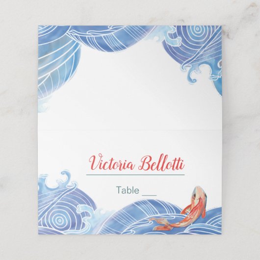Koi Fish Zitplaatskaart Plaatskaartje (Buitenkant ongevouwen)