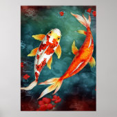 Koi Fish zwemmen in een hond Poster (Voorkant)