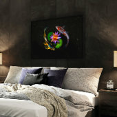 Koi Fish zwemt rond Lotus Flower in Zen Pond Poster