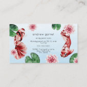 Koi Goldfish Lotus Lilies Japanse Waterverf Visitekaartje (Achterkant)