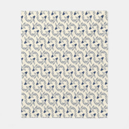 Koi Goudvis Golfpatroon in Blauw en Crème Fleece Deken