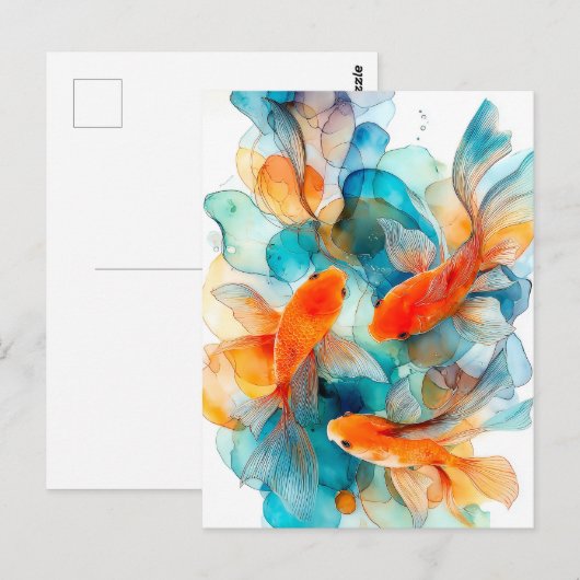 Koi in Flow Briefkaart (Voorkant / Achterkant)
