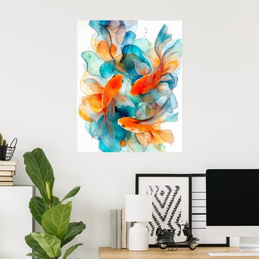 Koi in Flow Poster (Thuiskantoor)
