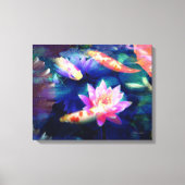 Koi in lotusvijver canvas afdruk (Voorkant)