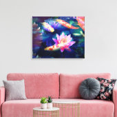 Koi in lotusvijver canvas afdruk (Insitu (Woonkamer))