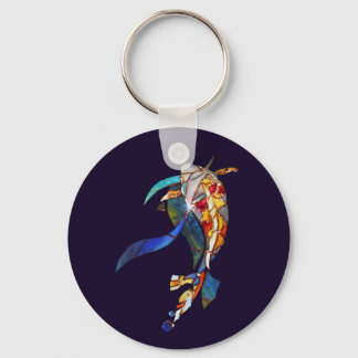 Koi in Space Glass Art Modern Sleutelhanger rechts