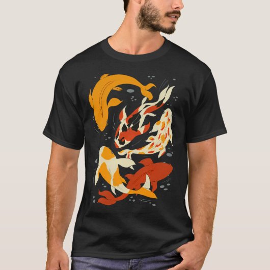 Koi in zwart water t-shirt (Voorkant)