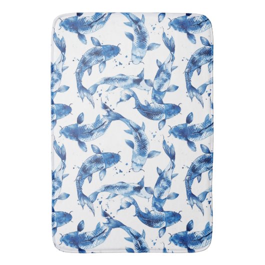 Koi indigo shibori badmat (Voorkant Verticaal)