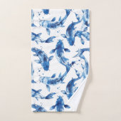 Koi indigo shibori-patroon bad handdoek (Handdoek)