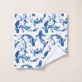 Koi indigo shibori-patroon bad handdoek (Wasdoekje)